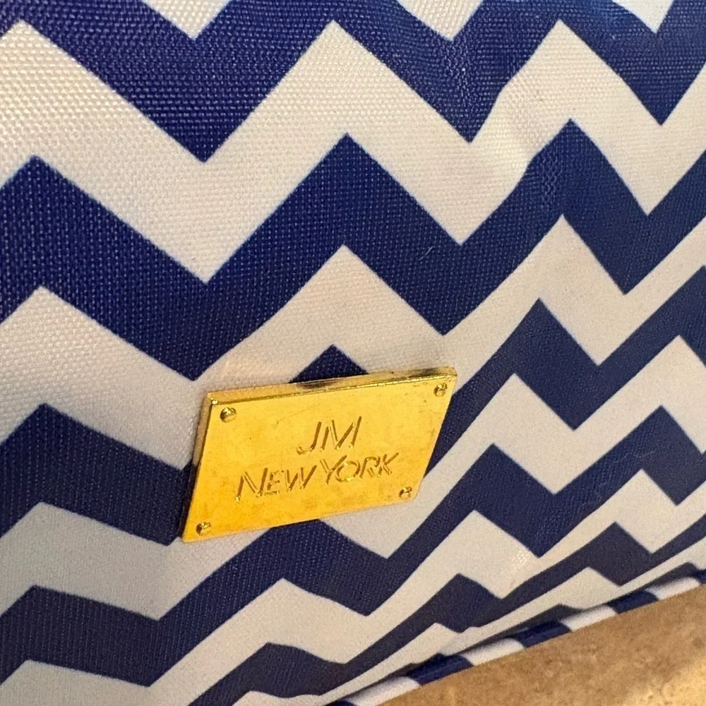 Chevron Pattern Cosmetic Bag with removable pouches.